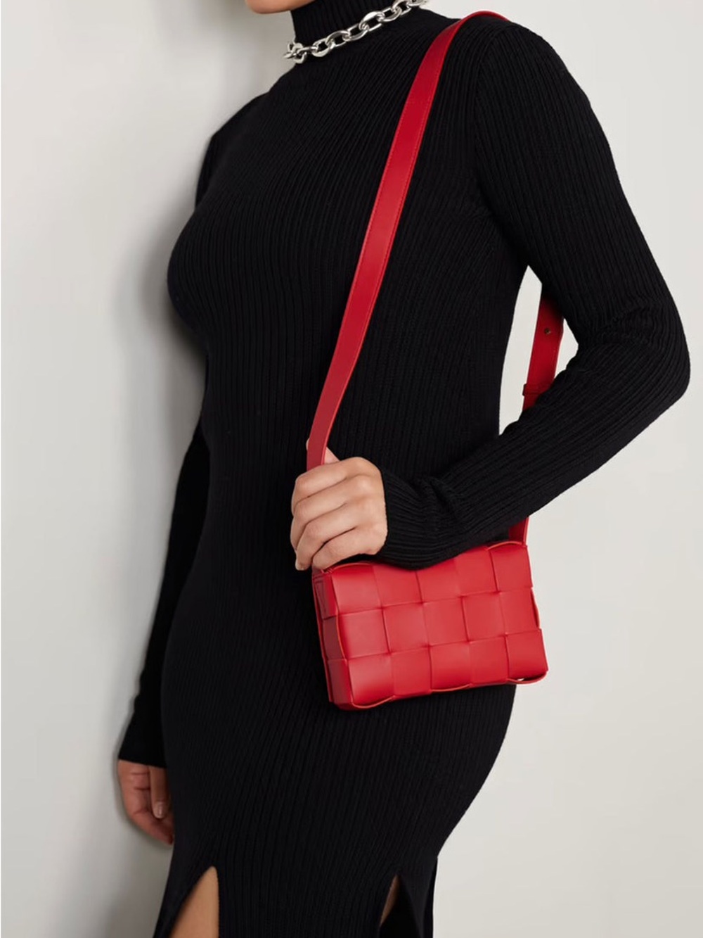 Red Woven Leather Crossbody Bag - Women - Picture 2 of 7